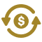money symbol inside arrows in rotation icon illustration